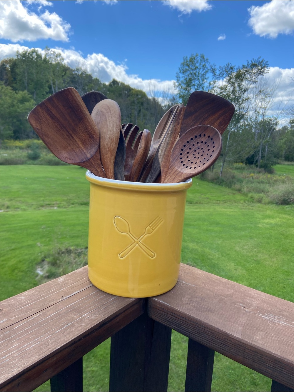 Large Maioliche Jessica Made in Italy Utensil Crock Yellow
